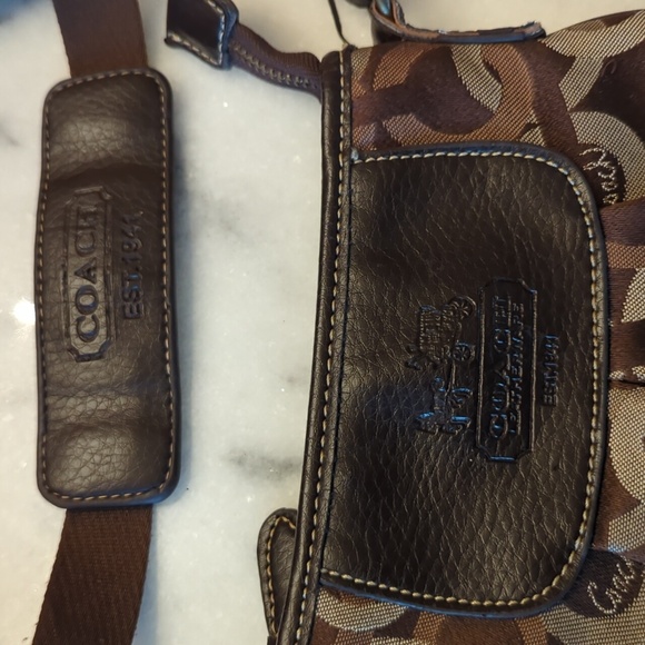 COACH Brown Sateen Madison Dotten OpArt Crossbody - Picture 2 of 10